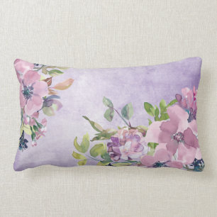 Vattenfärgsblommor och Lila av Mauve-blommor Lumbarkudde