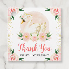 Vattenfärgsblommor och Svan-Rosa Gåvor Etiketter