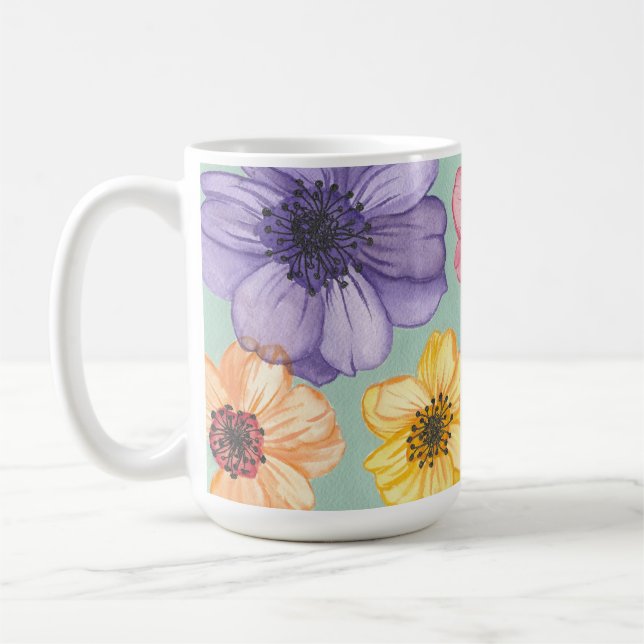 Vattenfärgsblommor på Aqua Mugg (Vänster)