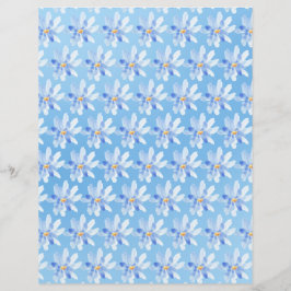 Vattenfärgsblommor på blå skrapbok Pappra Lakan