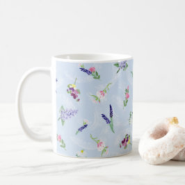 Vattenfärgsblommor på Blek Blue Lacy Struktur Kaffemugg
