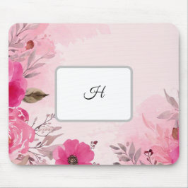 Vattenfärgsblommor på Rosan Monogrammed Mousepad Musmatta