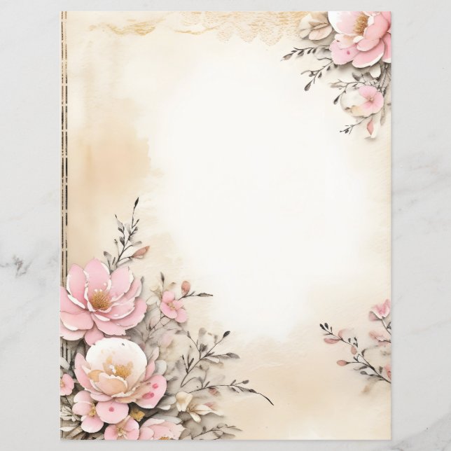 Vattenfärgsblommor på Vintagens Pappra skrapbok (Framsida)