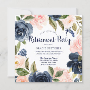 vattenfärgsblommor Pension Party Inbjudningar