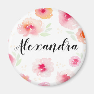 Vattenfärgsblommor, Personlig Girls, Namn Magnet