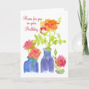 Vattenfärgsblommor Ro för dig på födelsedagen Kort