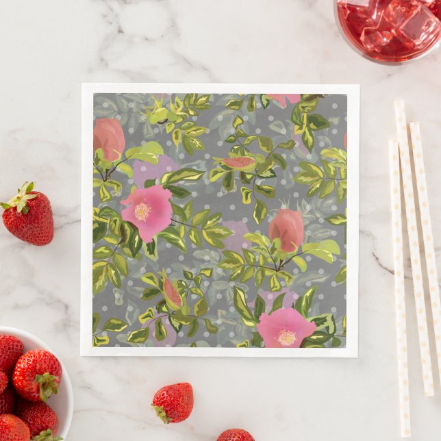 Vattenfärgsblommor ro rosa blommor botaniska blomm pappersservett (Insitu)