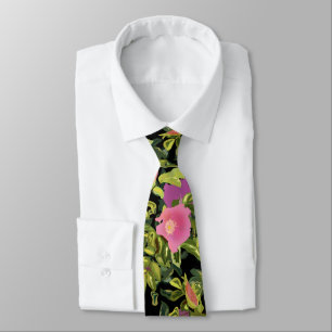 Vattenfärgsblommor ro rosa blommor botaniska blomm slips