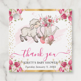 Vattenfärgsblommor Rosa Blommor Vår Lamb Baby Show Gåvor Etiketter