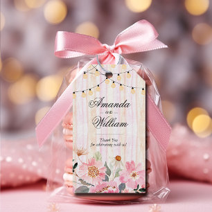 Vattenfärgsblommor Rosa Flowers Bröllop Tack Presentetikett