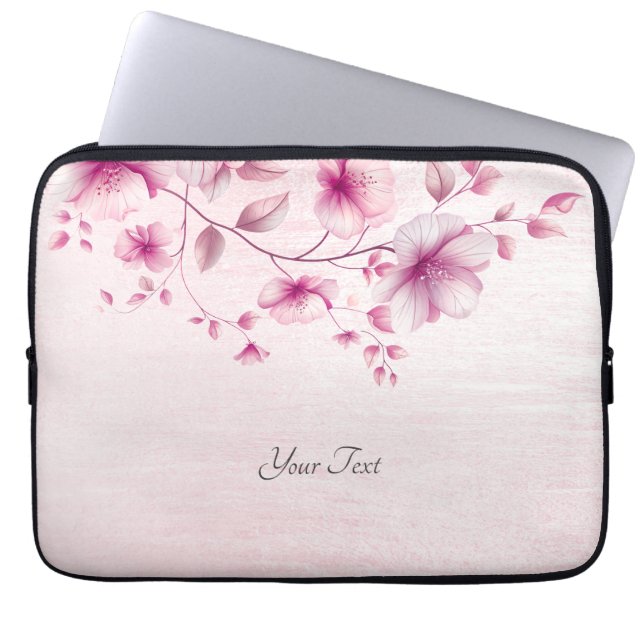 Vattenfärgsblommor Rosa Flowers Laptop sleeve (Framsidan)