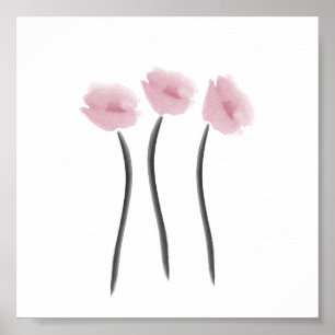 Vattenfärgsblommor Rosa Kärlek Anemones Flowers Poster