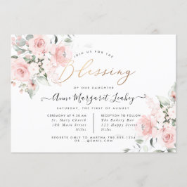 Vattenfärgsblommor  Rosor Blank Inbjudningar