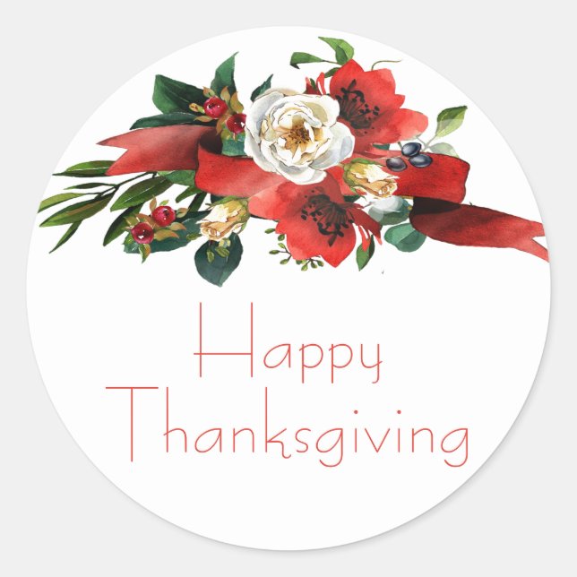 Vattenfärgsblommor Runt Klistermärke (Framsida)