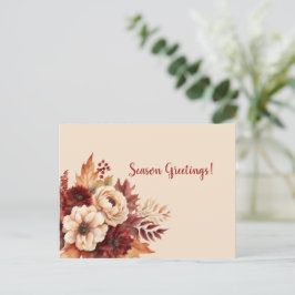 Vattenfärgsblommor - Säsongssäsong Hälsning- Vykort