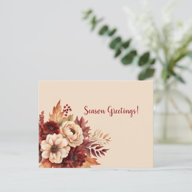 Vattenfärgsblommor - Säsongssäsong Hälsning- Vykort (Stående Fram)