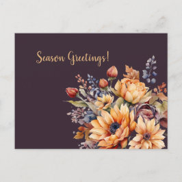 Vattenfärgsblommor - Säsongssäsong Hälsning- Vykort