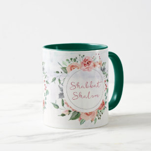 Vattenfärgsblommor Shabbat Shalom Coffee Mugg