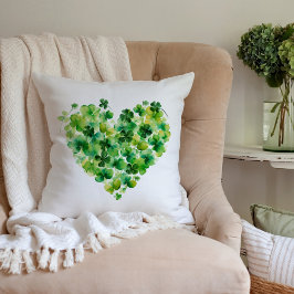 Vattenfärgsblommor Shamrock Heart Klöver Flowers Kudde