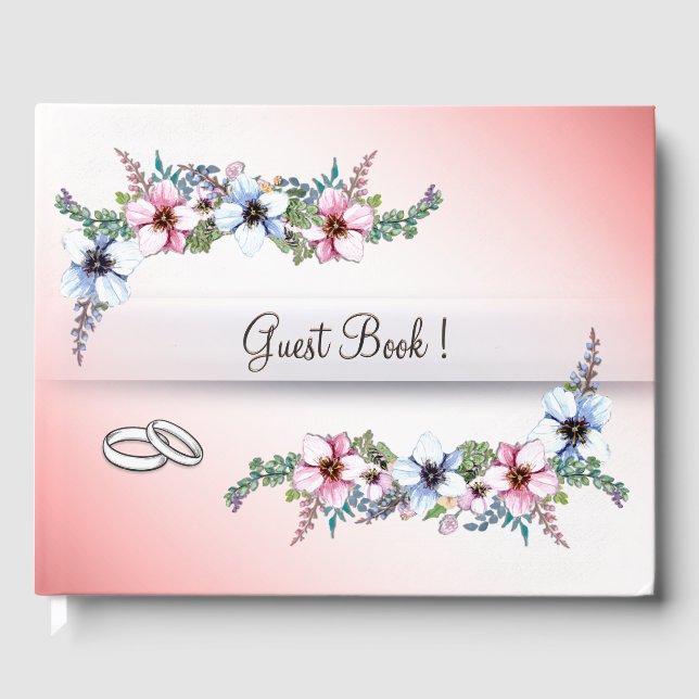 Vattenfärgsblommor Shine Bröllop Guest Bok (Framsida)