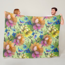 Vattenfärgsblommor, sömlösa mönster 1 fleecefilt