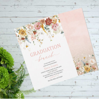 Vattenfärgsblommor Studenten brunch Baby Shower I Inbjudningar