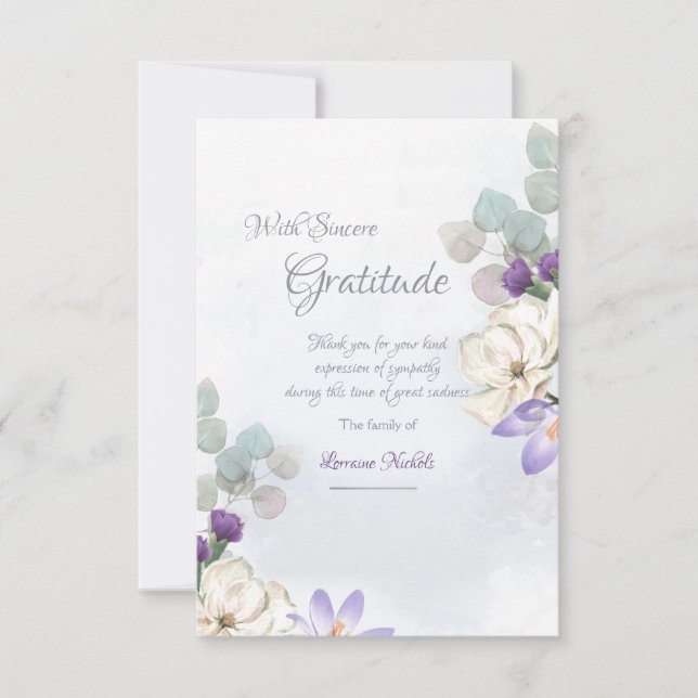 Vattenfärgsblommor Sympati - tackkort Tack Kort (Framsida)