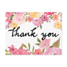 Vattenfärgsblommor Tack Bröllop typografi