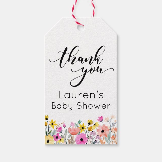 Vattenfärgsblommor, Tack Presentetikett (Framsidan)