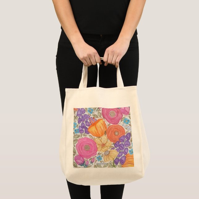 Vattenfärgsblommor Tote Bag Tygkasse (Framsida (produkt))