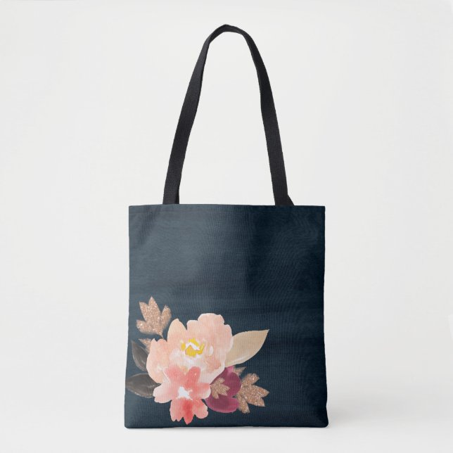 Vattenfärgsblommor Toxt Bag Tygkasse (Framsida)