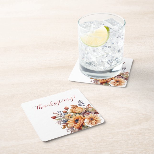 Vattenfärgsblommor- Underlägg Papper Kvadrat (Insitu)