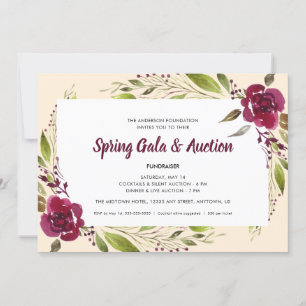 Vattenfärgsblommor Vår Gala & Auction Inbjudningar