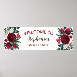 Vattenfärgsblommor Winter Burgundy Flowers Poster