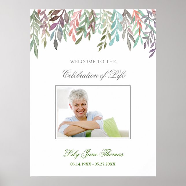 Vattenfärgsblomning - välkomsttecken - 18 x 24 poster (Framsidan)