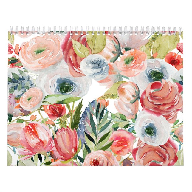 Vattenfärgsblomskalender Kalender (Omslag)