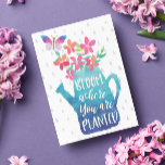 VattenfärgsBloom där du är planerad Vykort<br><div class="desc">Bloom där du är planerad vykort - ett vackert vykort för ytfärger med vatten-fullt av blommor och fjäril. Bloomen där du är planterad citat handlar om tacksamhet. Det handlar om att dra nytta av de möjligheter som kom dig och vara tacksam. Det här färska och snyggt vykortet skickar bara högerna...</div>