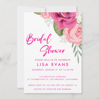 Vattenfärgsblooming Ro Inbjudningskort för möhippa