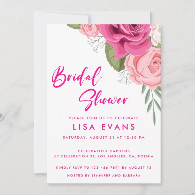 Vattenfärgsblooming Ro Inbjudningskort för möhippa (Framsida)