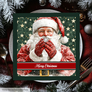 Vattenfärgsblyor Jultomten Festive Helgdag Napkins Pappersservett