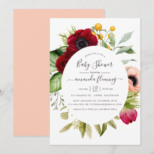 Vattenfärgsboho Blommigt Baby Shower Inbjudningar