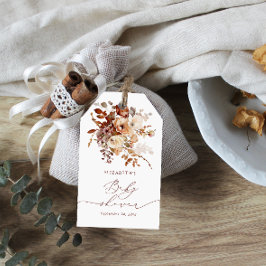 Vattenfärgsboho Fall Blommigt Baby Shower Tack Presentetikett