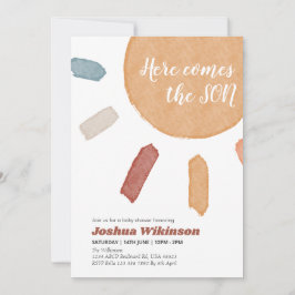 Vattenfärgsboho Här kommer barnduschen Inbjudningar