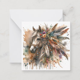 Vattenfärgsboho Horse Note Card Anteckningskort