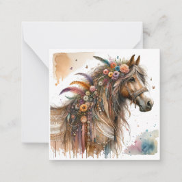 Vattenfärgsboho Horse Note Card Anteckningskort