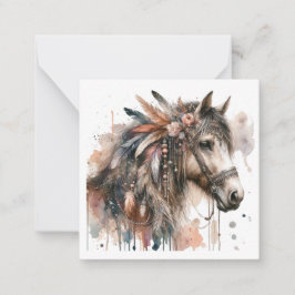 Vattenfärgsboho Horse Note Card Anteckningskort