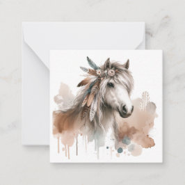 Vattenfärgsboho Horse Note Card Anteckningskort