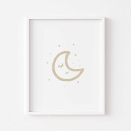 Vattenfärgsboho minimalist måne poster