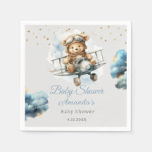 Vattenfärgsboho nalle Blue Baby dusch