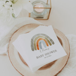 Vattenfärgsboho Rainbow Baby Shower Pappersservett